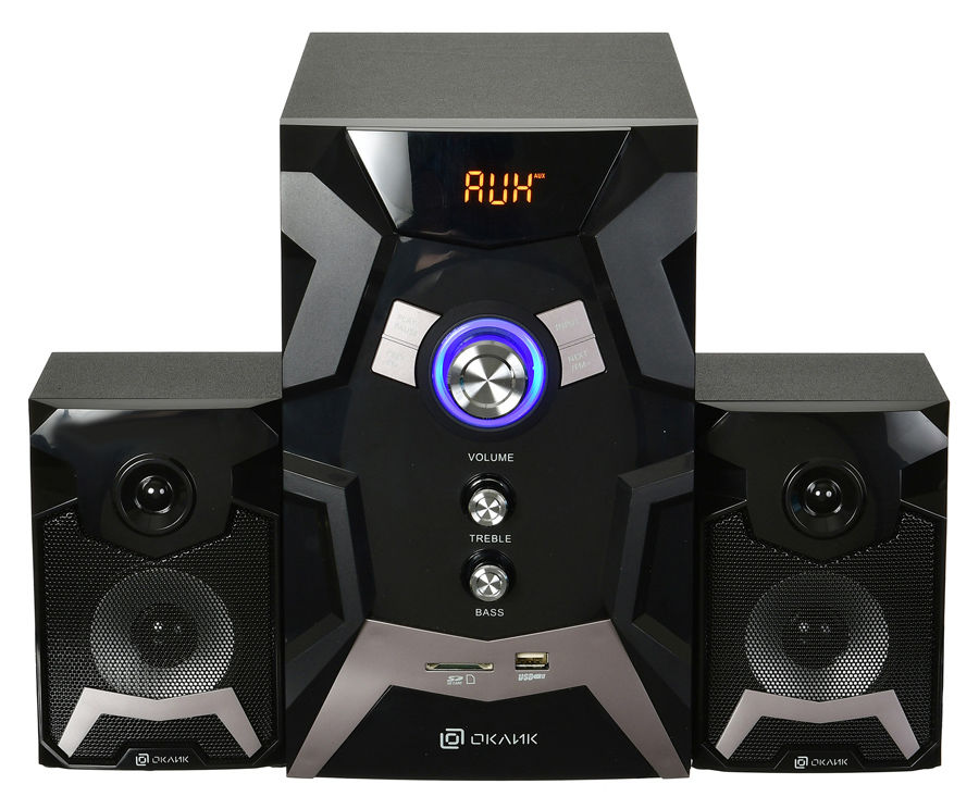Акустическая система OKLICK OK-441 (2x10W+30W, bluetooth, FM, SD, USB, ПДУ) black