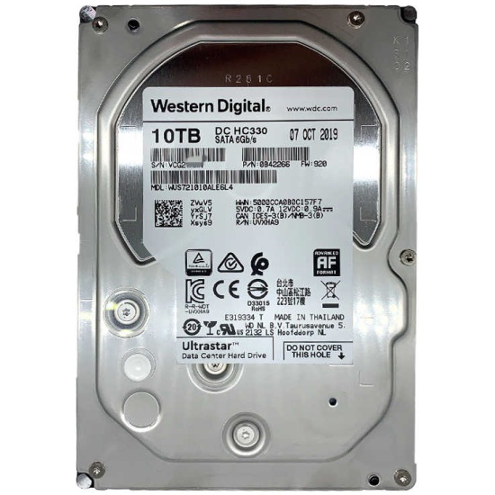 Жесткий диск SATA 10Tb WD Ultrastar DC HC330 7200rpm 256Mb SATA-3