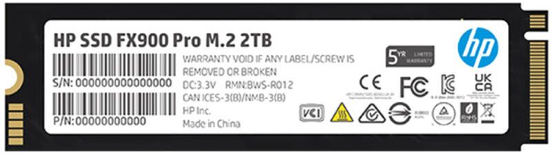 Накопитель SSD M.2 2Tb HP FX900 Pro Series (PCI-E 4.0 x4, 7400/6700 Мбайт/сек)
