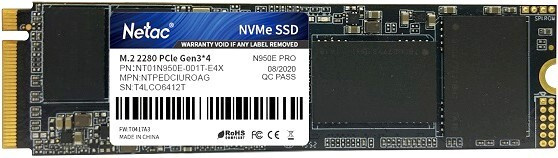 Накопитель SSD M.2 1Tb Netac N950E Pro (PCI-E 3.0 x4, 3350/2800 Мбайт/сек)