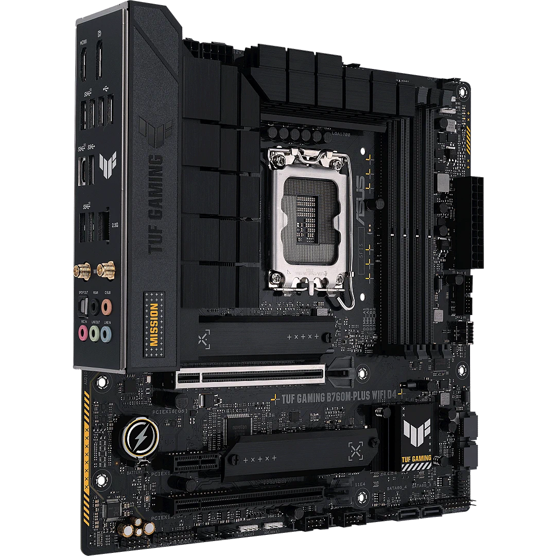 Материнская плата Socket-1700 ASUS TUF GAMING B760M-PLUS WIFI D4 (B760) 4*DDR4 HDMI DP mATX