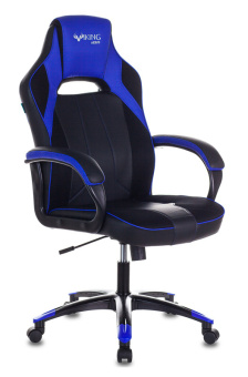 Кресло Zombie VIKING 2 AERO (текстиль/эко.кожа, мех. качания, крест. пластик, до 120 кг) Черно-синий