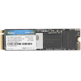 Накопитель SSD M.2 500Gb Netac N950E Pro (PCI-E 3.0 x4, 3500/2200 Мбайт/сек)