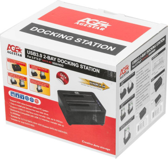 Док-станция AgeStar 3UBT8 (2*2.5"/3.5" HDD, clone, блок питания) Black
