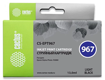 Картридж струйный CACTUS CS-EPT967, для Epson, серый