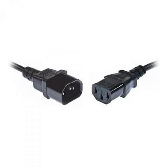 Кабель питания 220V C13 - C14, 1.8м,  6А, черный (удлинительный)