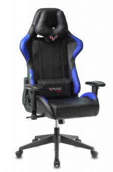 Кресло Zombie VIKING 5 AERO (эко.кожа, мех. качания, крест. пластик, до 120 кг) Черно-синий