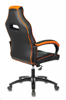 Кресло Zombie VIKING 2 AERO (текстиль/эко.кожа, мех. качания, крест. пластик, до 120 кг) Черно-оранжевый