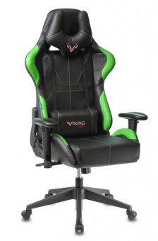 Кресло Zombie VIKING 5 AERO (эко.кожа, мех. качания, крест. пластик, до 120 кг) Черно-зеленый