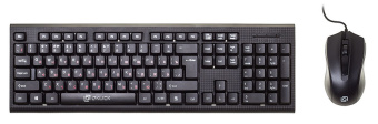 Комплект проводной (клавиатура+мышь) OKLICK 620M (красные буквы кириллицы) USB Black