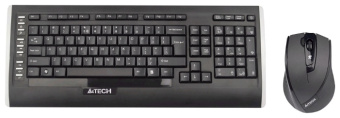 Комплект беспроводной (клавиатура+мышь) A4Tech 9300F Wireless Black