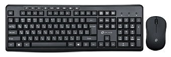 Комплект беспроводной (клавиатура+мышь) OKLICK 225M (Wireless буквы белые) USB Black