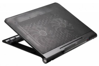 Подставка для ноутбука 17" BURO-LCP170-B214 (Blue LED, 2х1400об/мин, 23дБ, USB) Black