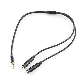 Кабель аудио-видео 3.5Jack_4pin (m) < - > 2*3.5Jack (f)  0.2м, Cablexpert, наушники и микрофон